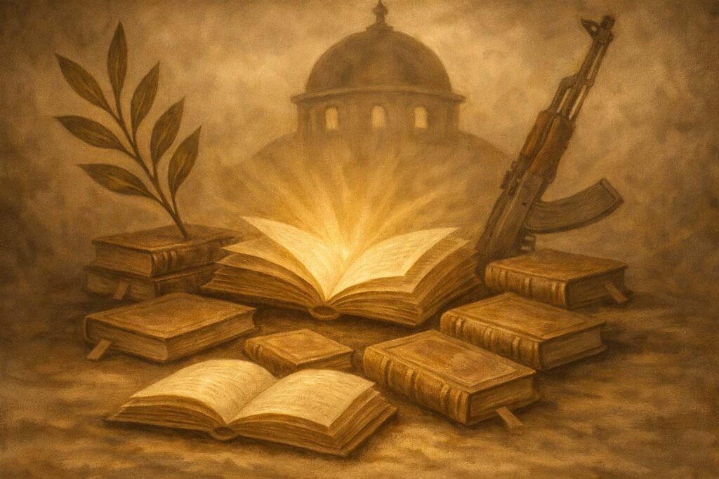 كتاب مفتوح بإضاءة دافئة يرمز إلى عالم الروايات